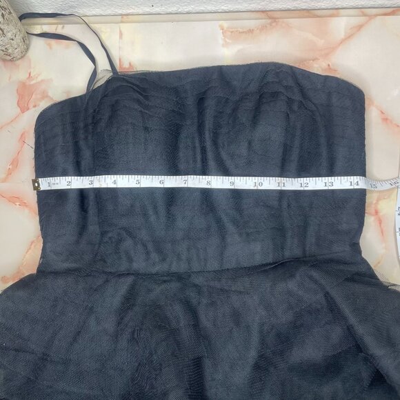 Adrianna Papell Shutter Peplum Gown Dress Black Lace Size 6 Strapless - Picture 7 of 8